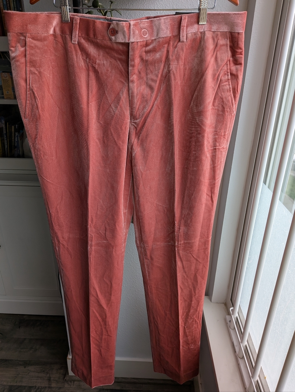 Imani Uomo Italy Rose Velvet Slim Fit Pants Super 150s Dusty Pink Men's 46R